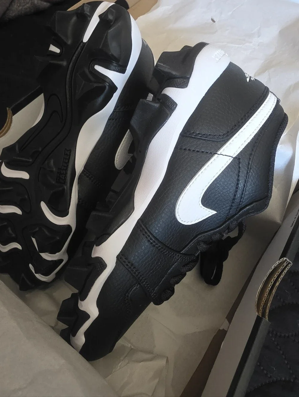 Nike Black and White Jordan 1 Low Youth Cleat
